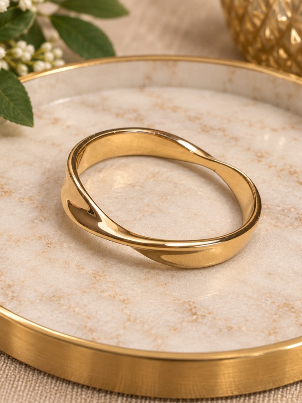 Gold Twisted Bangle Bracelet